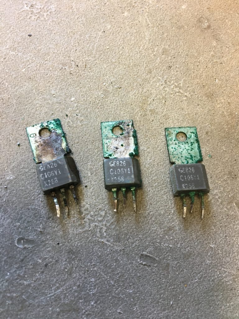 Battery corrosion on transistors