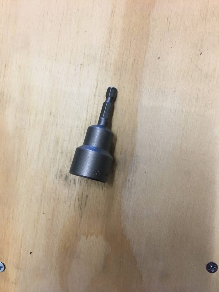 Socket to lower and raise jack with a drill